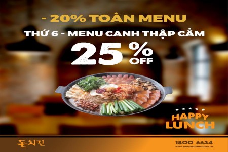 HAPPY LUNCH ƯU ĐÃI LÊN ĐẾN 25%